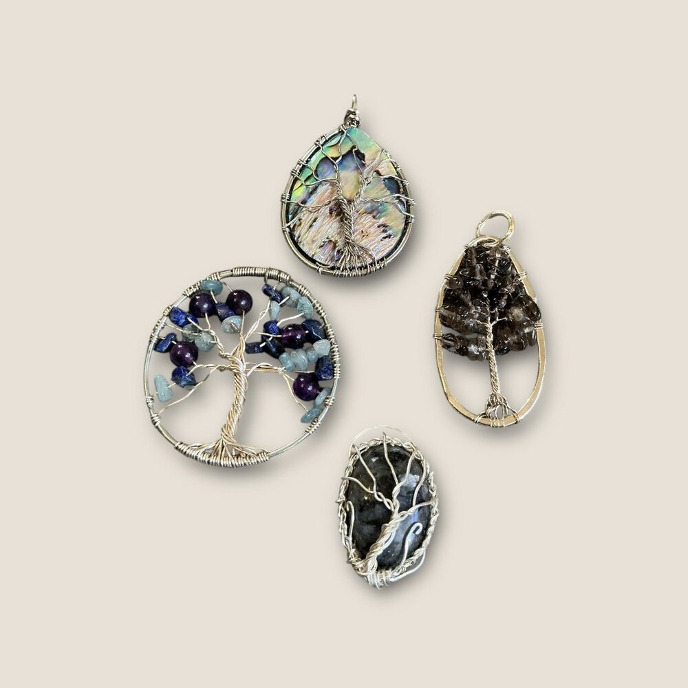 Wire Wrapped Tree of Life Pendants Lot of Four